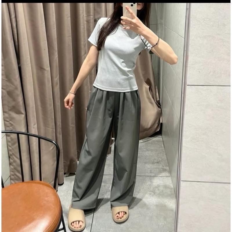 [COMBO 2 QUẦN] Quần Đũi Nhăn Ống Suông Nữ Dáng Rộng Cạp Chun Lưng Cao Có Túi Trước Pants 4