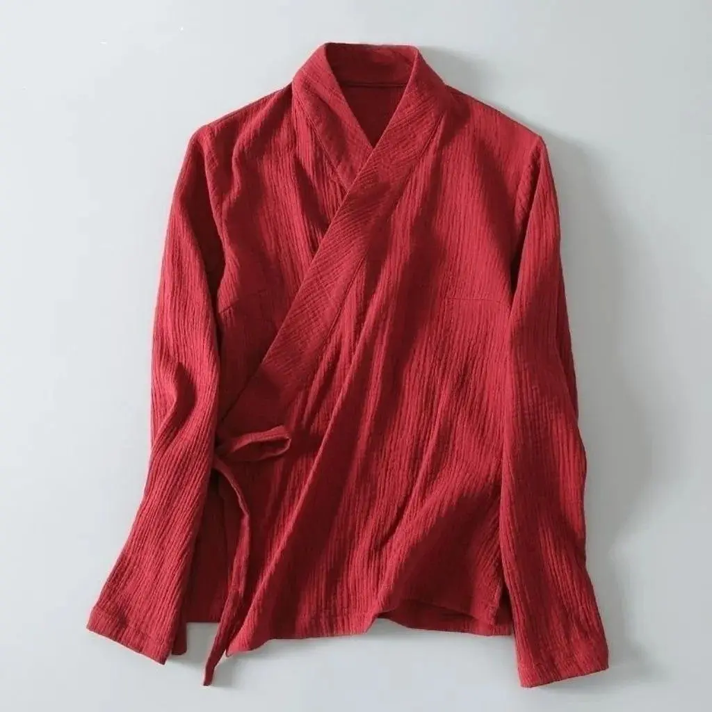 Áo Hanfu Phong Cách Trung Quốc De Rong, Cổ Áo Chéo, Cổ Áo Chéo, Trang Phục Zen Trà Thiền Cổ Điển Dài Tay, Bộ Đồ Tang, Ngoại Cỡ (150kg), Bộ Sưu Tập Yêu Thích 2321
