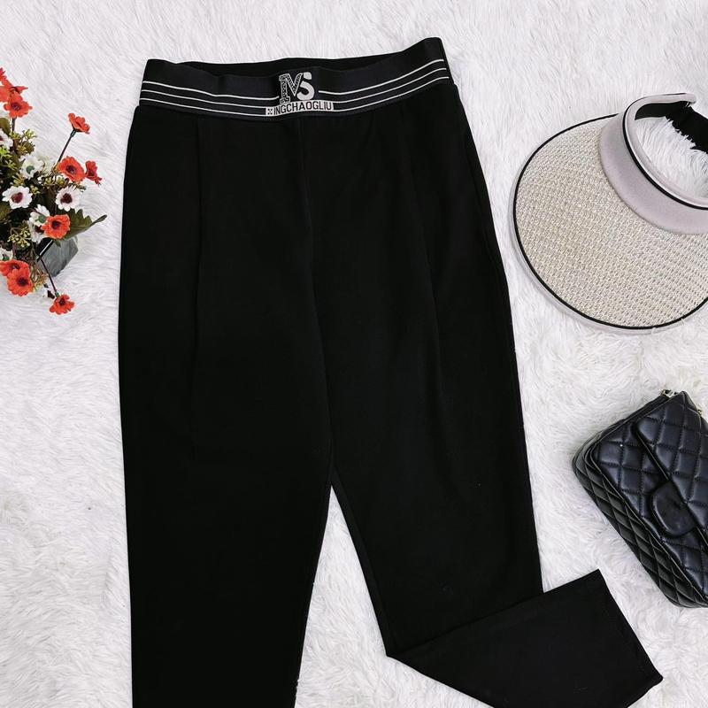 Quần baggy umi cạp chữ chun lưng cao màu đen dáng dài có bigsize Nữ Pants