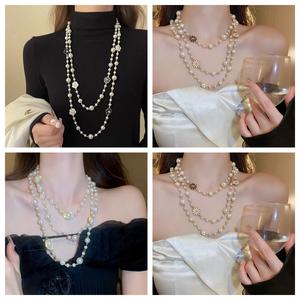 ชุดเครื่องประดับโซ่เสื้อกันหนาวยาว ลายดอกไม้ แฟชั่น ยาว 160 ซม. HJ04