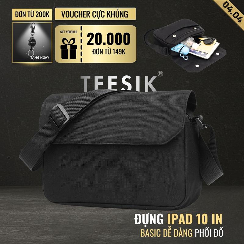 Túi đeo chéo TEE SIK túi chéo túi tiền túi nam đeo vai đựng ipad 10 in kiểu dáng messenger nhiều ngăn bag TS11 - Màu đen