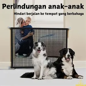 Pet Gate Magic Gate, 180CM Extra Wide Mesh Door Barrier for Dogs and Cats, Freestanding Safety Gate with Walk-Through Design, Portable Animal Barrier for Indoor and Outdoor Use, Easy Setup No Tools Needed
