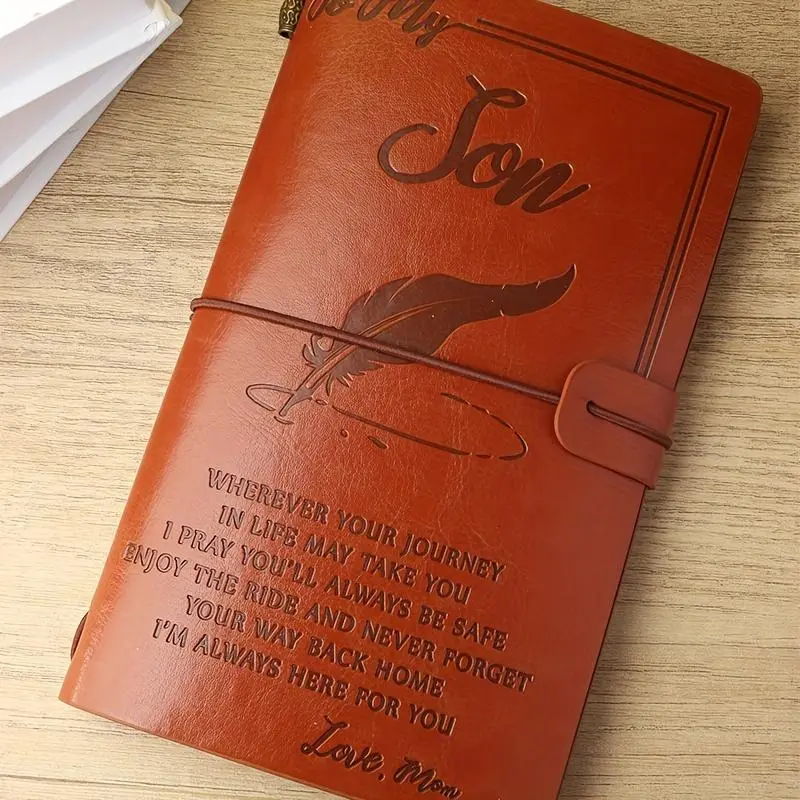 Faux Leather Journal Notebook for Son, 1 Count Letter for Son Journal Notebook, Gift for Son, Travel Diary Sketchbook, Graduation Gift, Office Accessories