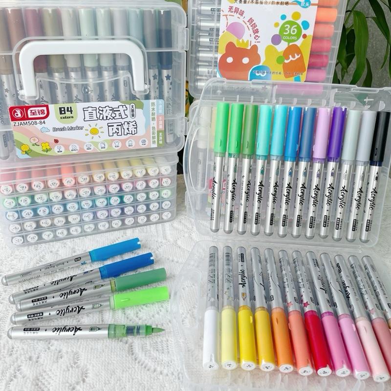 Bút màu Acrylic Marker Zhijin ZJAM508 đầu Brush cao cấp - nhiều mực, độ che phủ tốt, có thể chồng màu - Không thấm qua mặt sau của giấy