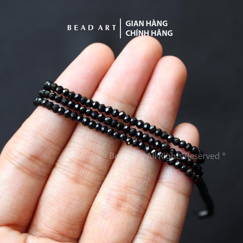 [5 Hạt/10 Hạt] 3x2MM Đá Spin.el Màu Đen Giác Cắt, Hợp Mệnh Thuỷ, Mộc, Đá Phối Vòng Tay Phong Thuỷ, Chuỗi Hạt - Bead Art 0
