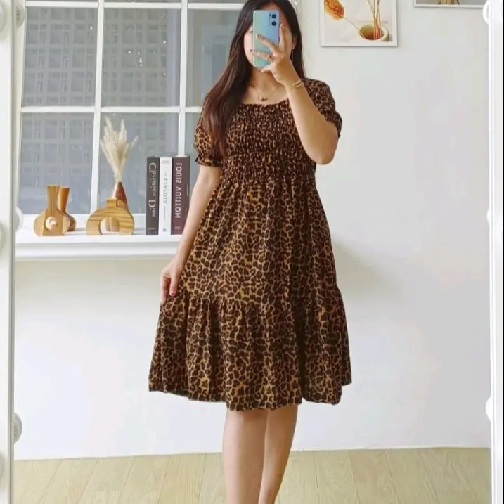 baju daster wanita macan dress leopard mama cetar jumbo harga murah promo Rempel Tebal Pendek Motif 3