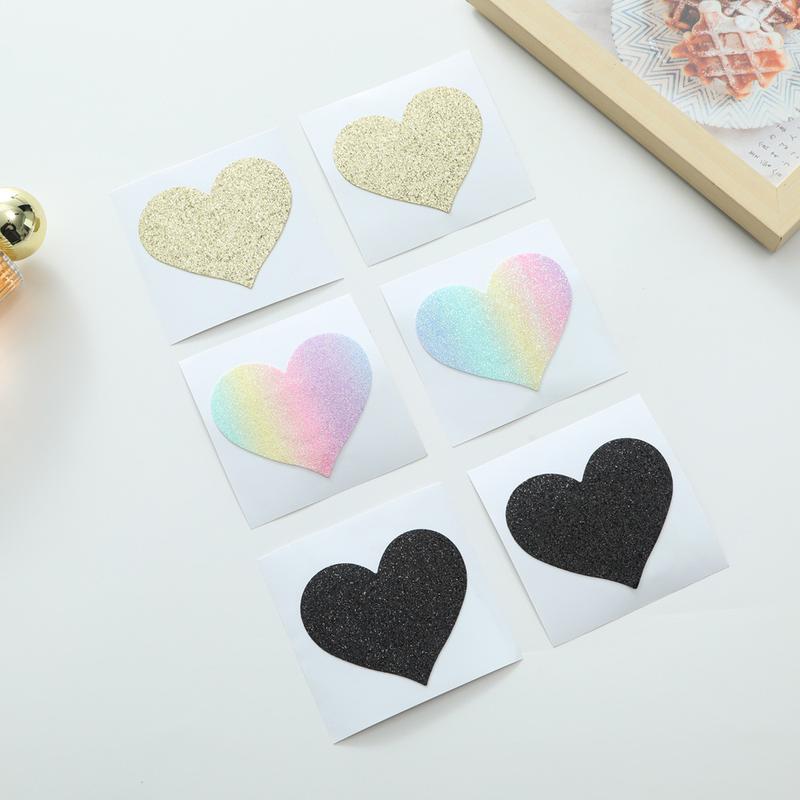 Product Introduction of Custom Cross-border Glitter Disposable Pasties Heart-shaped Sexy Breathable Thin Self-adhesive Women's Chest Stickers 2