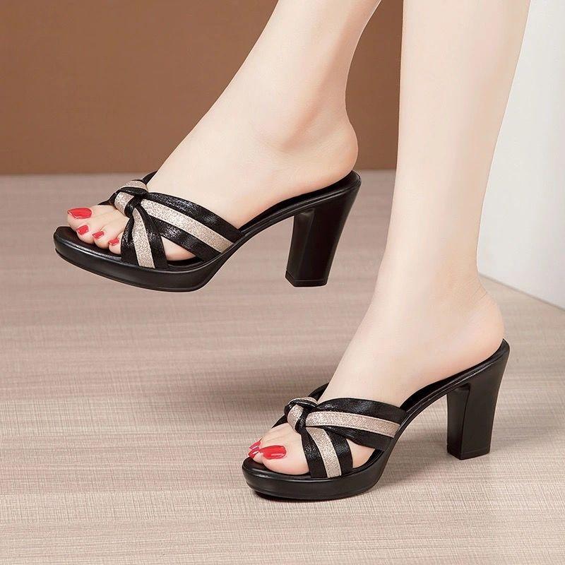 Dép Ngoài Trời, Gót Chunky, Nữ, Hàng Mới Về Mùa Hè, Đế Chống Thấm Nước, Dép Hở Ngón Chân, Thời Trang, Dễ Phối Đồ, Dép Gót Trung Bình 0