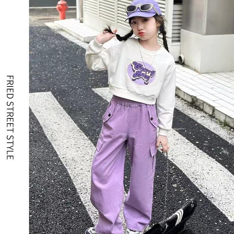BỘ QUẦN ÁO THU ĐÔNG, set đồ bé gái, áo croptop dài tay, quần túi hộp phong các cho bé gái từ 15-45kg 2