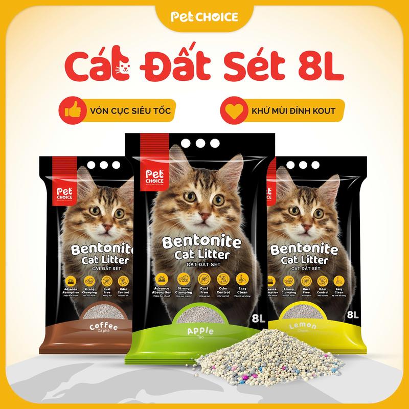 Cát đất sét cho mèo, cát vệ sinh cho mèo PetChoice vón cục tốt, mùi thơm 3.8KG/8L