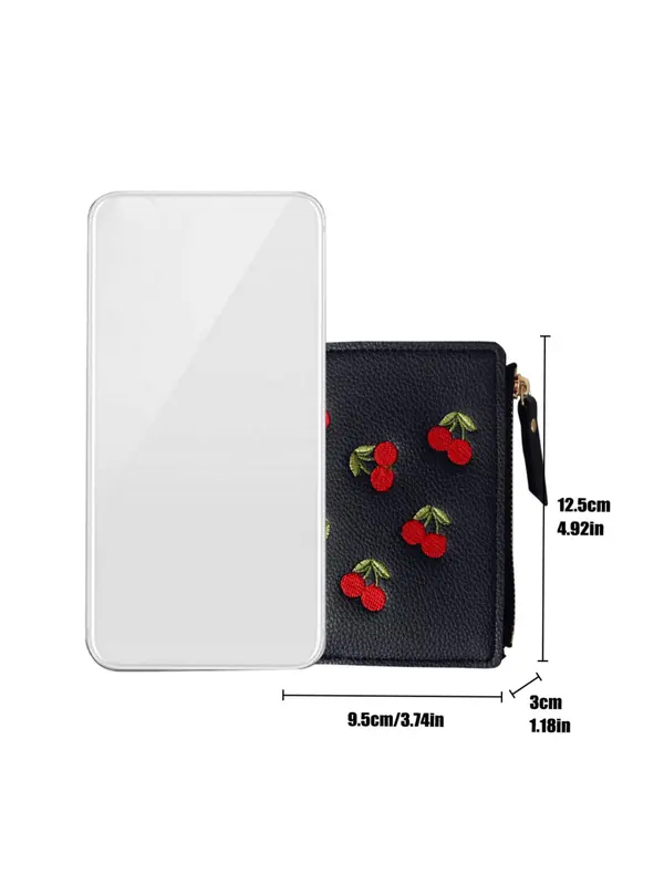 Women's Cute Cherry Embroidered Short Wallet, Trendy Elegant Bifold Wallet, Chic All-match Card Holder for Daily Life, Everyday Purse for Women & Girls, Wallets for Women, Unique Gifts for Women 1