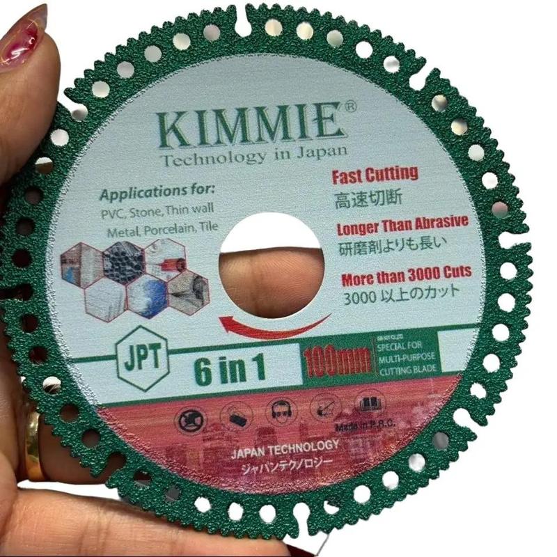 VUA ĐA NĂNG KIMMIE , Lưỡi cắt sắt nhôm inox gỗ nhựa và gạch Kimmie 100mm gắn máy cắt cầm tay đường kính 1 tấc phủ kim cương đá  cắt