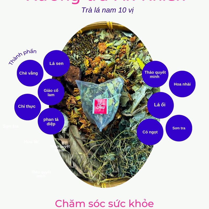 Set 30 gói Trà lá nam 10 vị thảo mộc Thiên Phát Đường, Nguyên liệu hữu cơ, vị ngọt dịu phù hợp với mọi lứa tuổi. Chè Tea Nước Trà Sen  Hoa Sen Chua 5