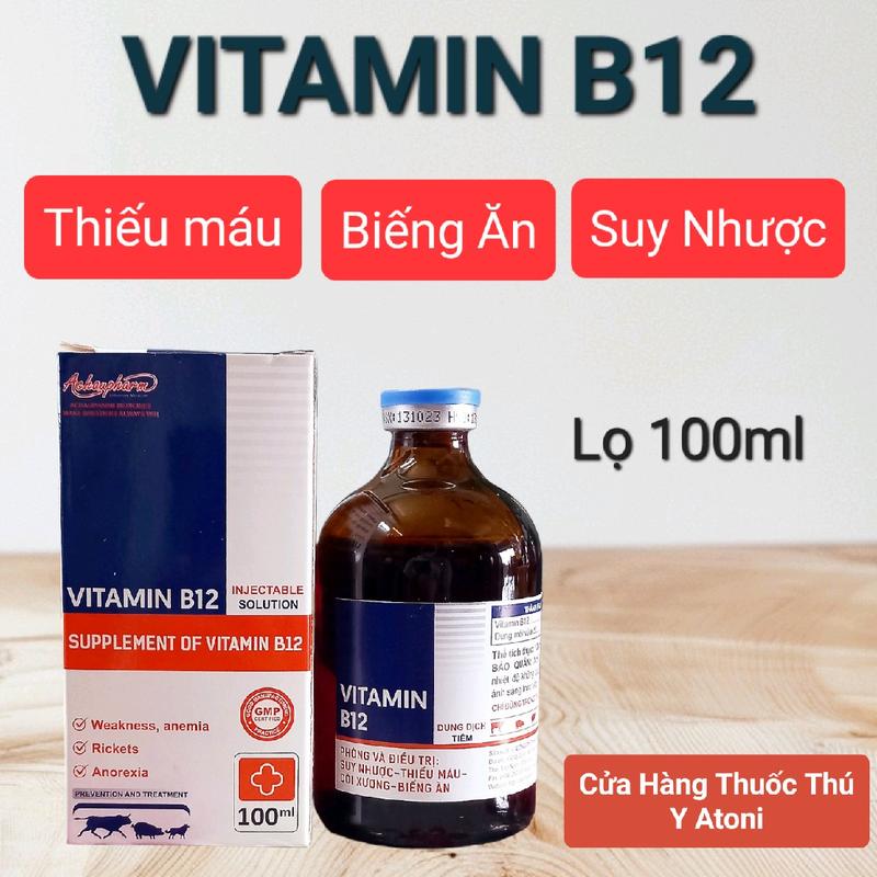 [Lọ 100ml] Vitamin B12 Thuốc tiêm còi cọc, biếng ăn, bổ máu trên gia súc, gia cầm kabi 1