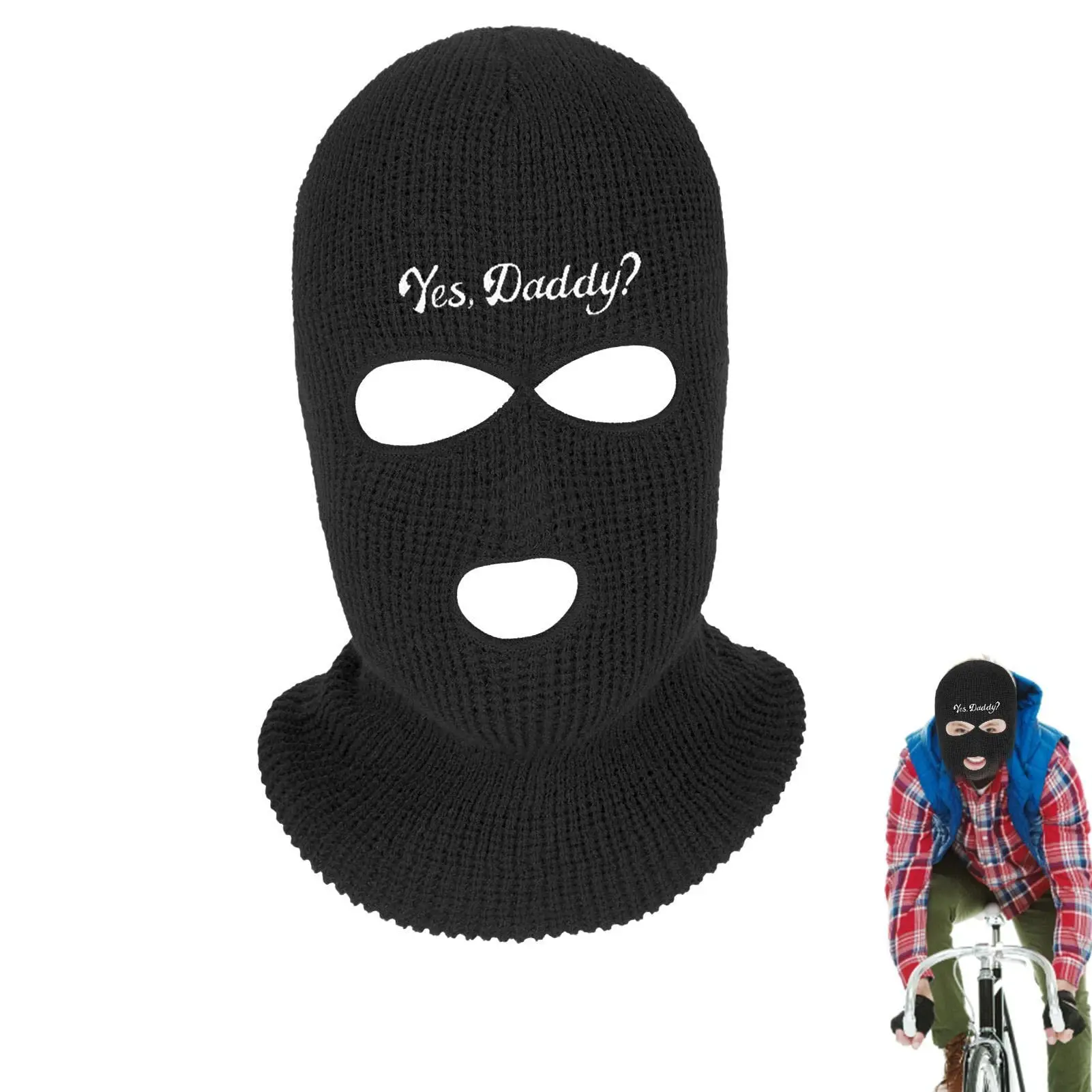 Letter Print Balaclava Hat, Full Face Cover, Windproof Balaclava Mask for Outdoor Cycling & Skiing
