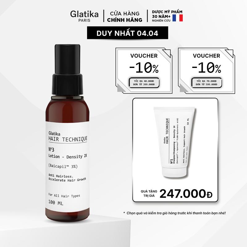 Lotion xịt dưỡng tóc và hỗ trợ mọc tóc 3% Baicapil - Glatika Hair Technique 100ml