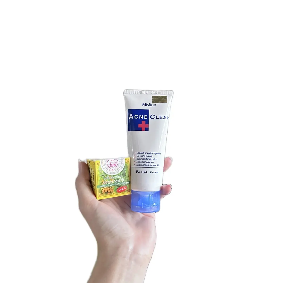 Combo sữa rửa mặt Acne Clear và kem mụn Herbal Cream Thái Lan