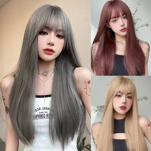 Women's Wig Cute Air Bangs Long Straight Hair Natural Wig Simulates Full Hairstyle Cos Fluffy Wig
