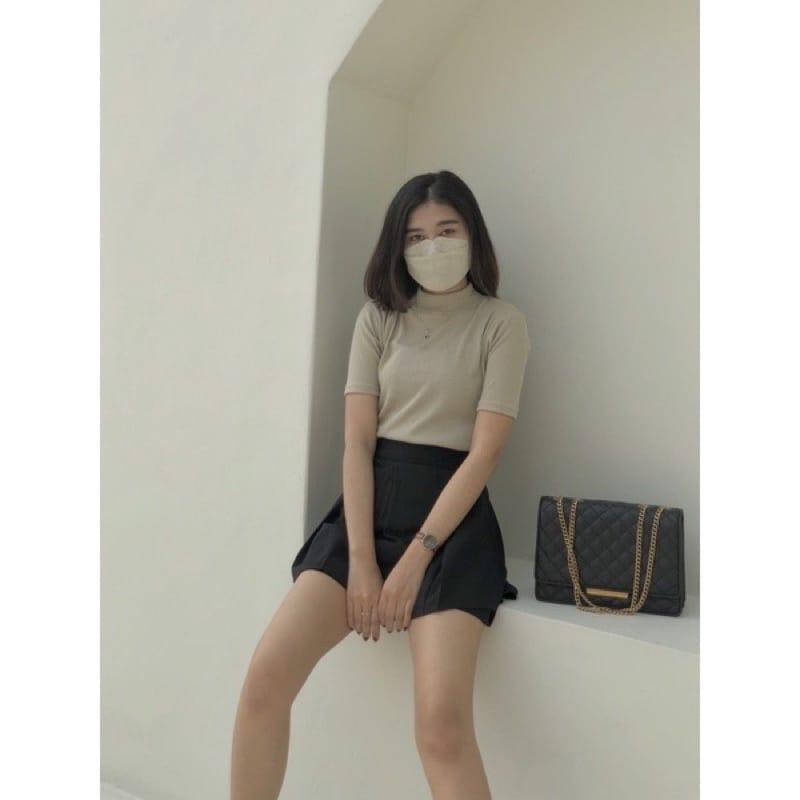 BrnjayaStore Inner Turtleneck Lengan Pendek Wanita Kerah Tinggi Kekinian Viral Terbaru 1