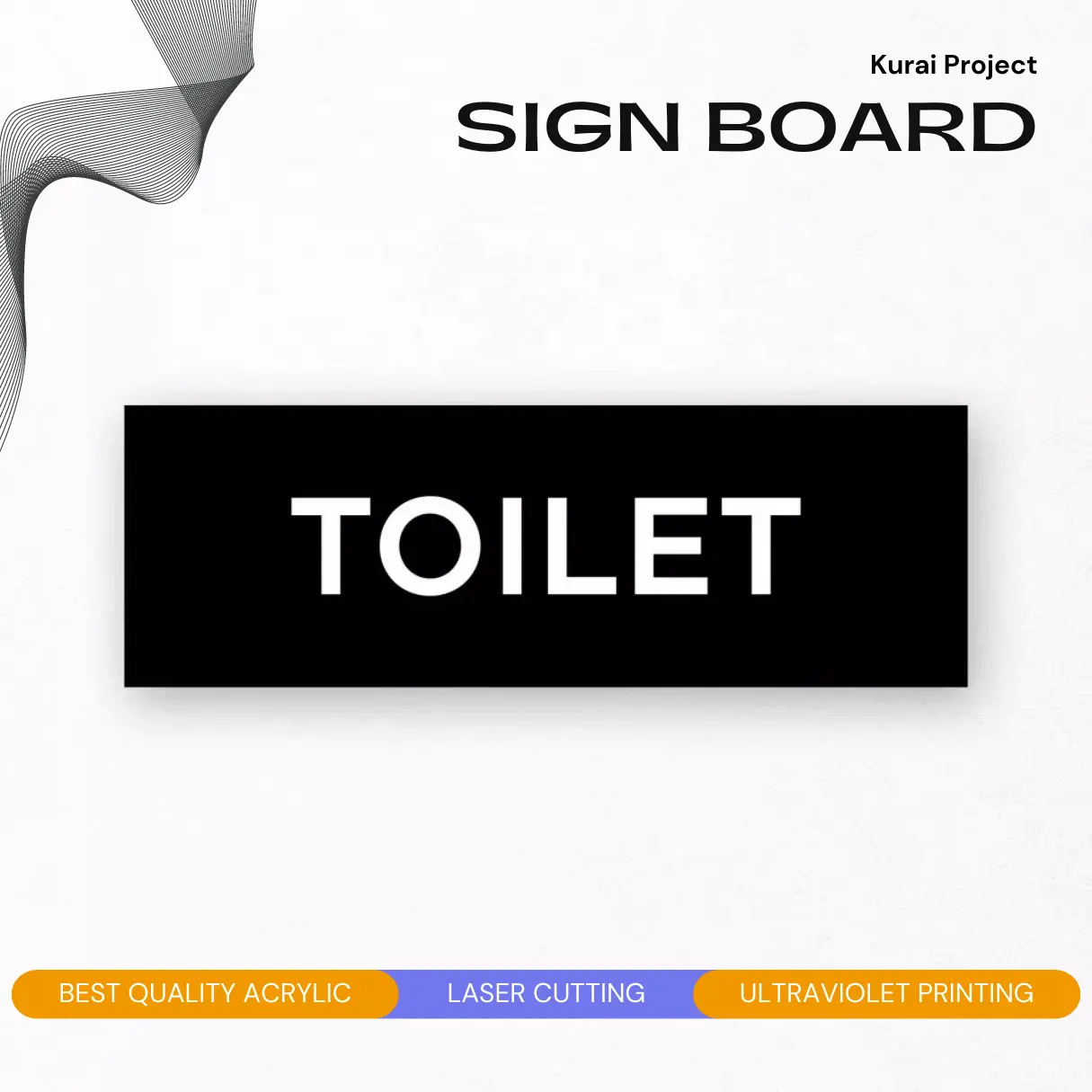 Akrilik Custom Papan nama -  TOILET Acrylic Custom Sign Board Nama Ruangan - Akrilik Print Papan Nama Ruang Kantor Petunjuk Label Acrylic Tempel