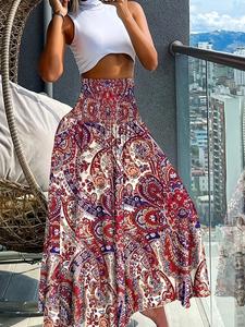 Women's All Over Print Skirt, Boho Casual  Skirt for Daily Holiday Vacation Wear, Ladies Bottoms for Summer