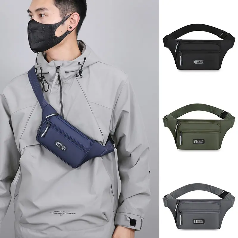Túi Đeo Hông Nam, Chất Liệu Nylon Thời Trang, Sức Chứa Lớn, Chống Trộm, Thích Hợp Cho Thể Thao Và Điện Thoại Di Động, Nhiều Ngăn, Chống Thấm Nước, Ôm Sát, Lý Tưởng Để Sử Dụng Ngoài Trời 1