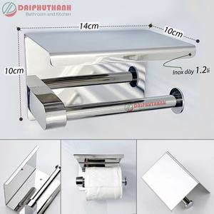 Hộp Đựng Giấy Vệ Sinh Treo Tường Inox SUS304 Phủ Crome Sáng Bóng - Inox dày 1.2 li, cứng cáp, tiện lợi