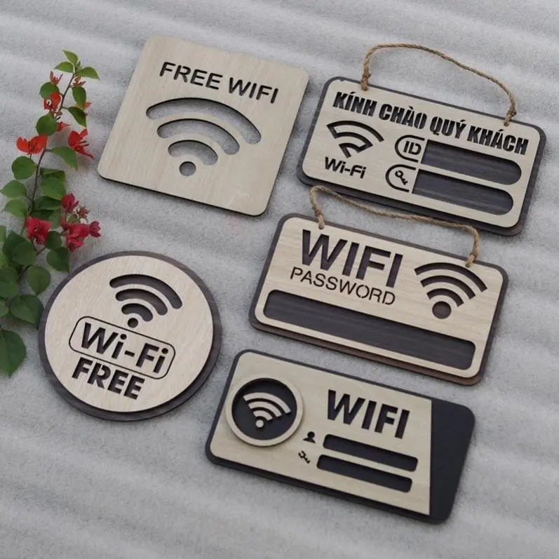 [Siêu Rẻ] Bảng Gỗ Decor Quán Free Wifi trang trí cao cấp hiện đại Treo Tường Decor Phòng