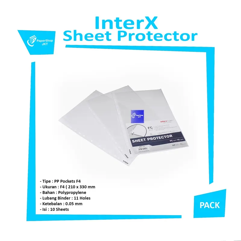 INTER X Folder - Sheet Protector PP Pockets F4 Isi 10 Lembar - Pack 0