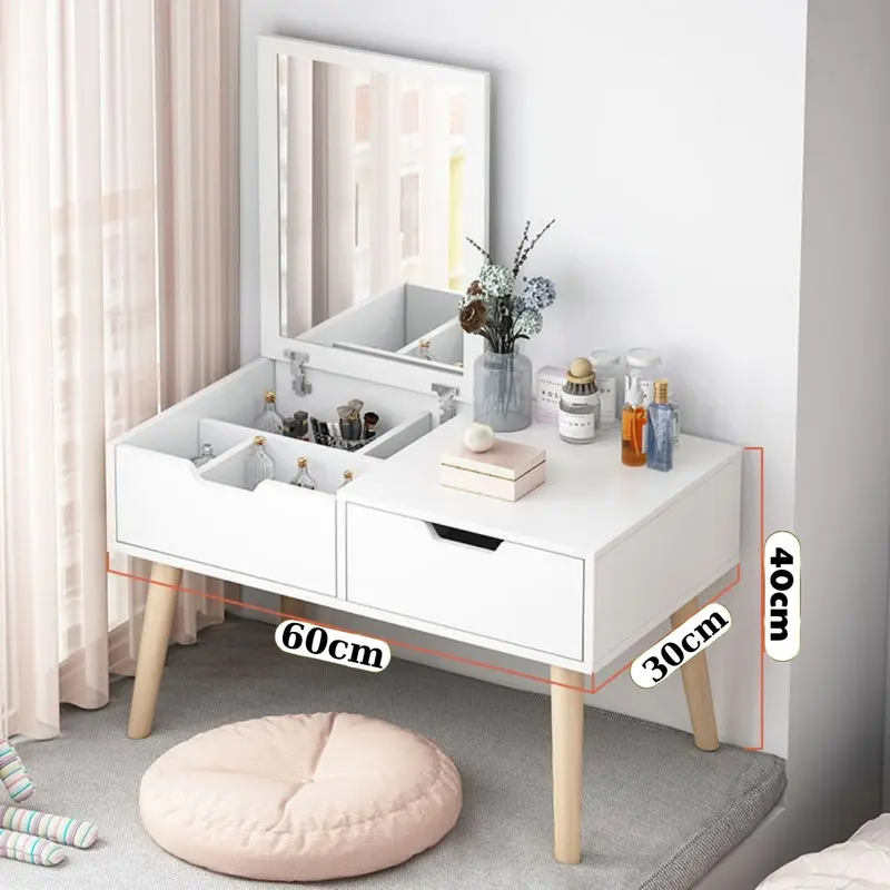 (LẮP GHÉP SẴN) Bàn trang điểm mini có gương,bàn trang điểm ngồi bệt có gương soi và ngăn đồ tiện lợi làm bàn trang điểm ngồi bệt có gương, bàn phấn có gương kết hợp làm bàn học, bàn làm việc bàn _ Vietnam Có ngăn kéo bàn  học 2