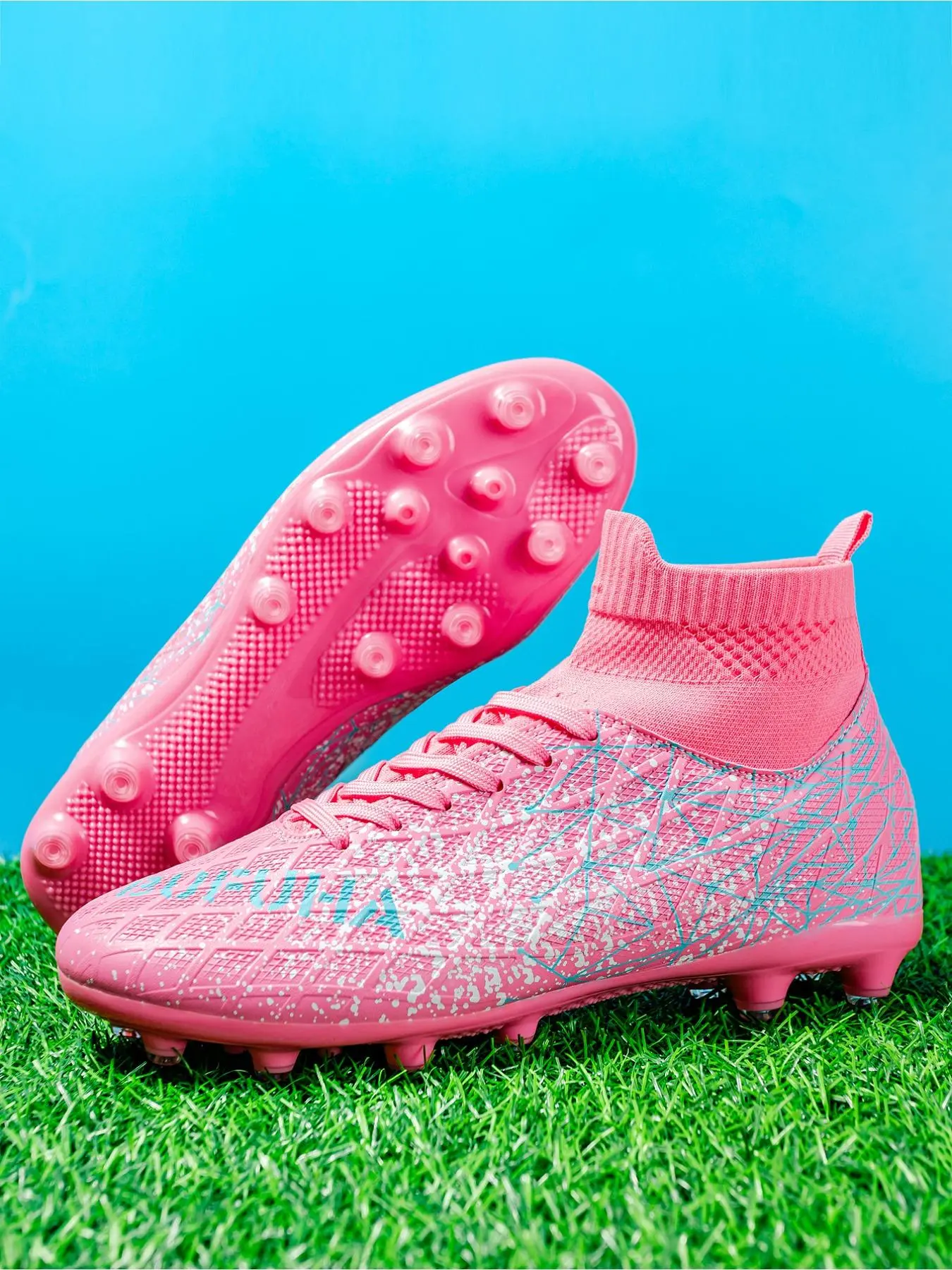 Men's High Top Lace Up Football Shoes, Comfortable Breathable Football Shoes, Professional Football Boots for All Seasons