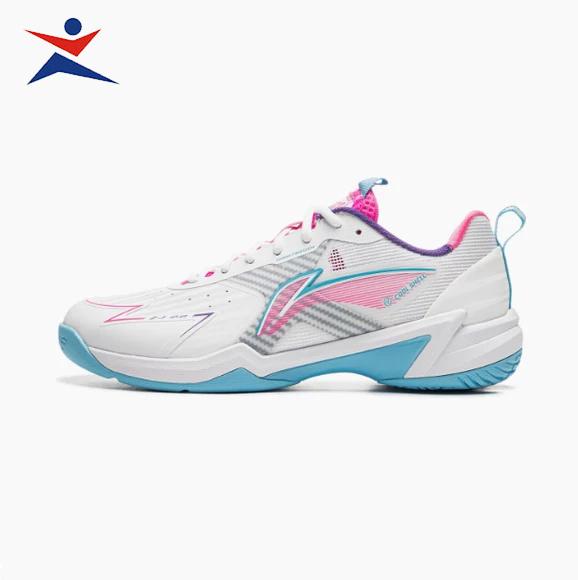  giày cầu lông LINING AYZU019-2 mẫu mới màu trắng hồng phù hợp cho nữ bảo hành 12 tháng êm chân thoáng khí bám sân tốt 