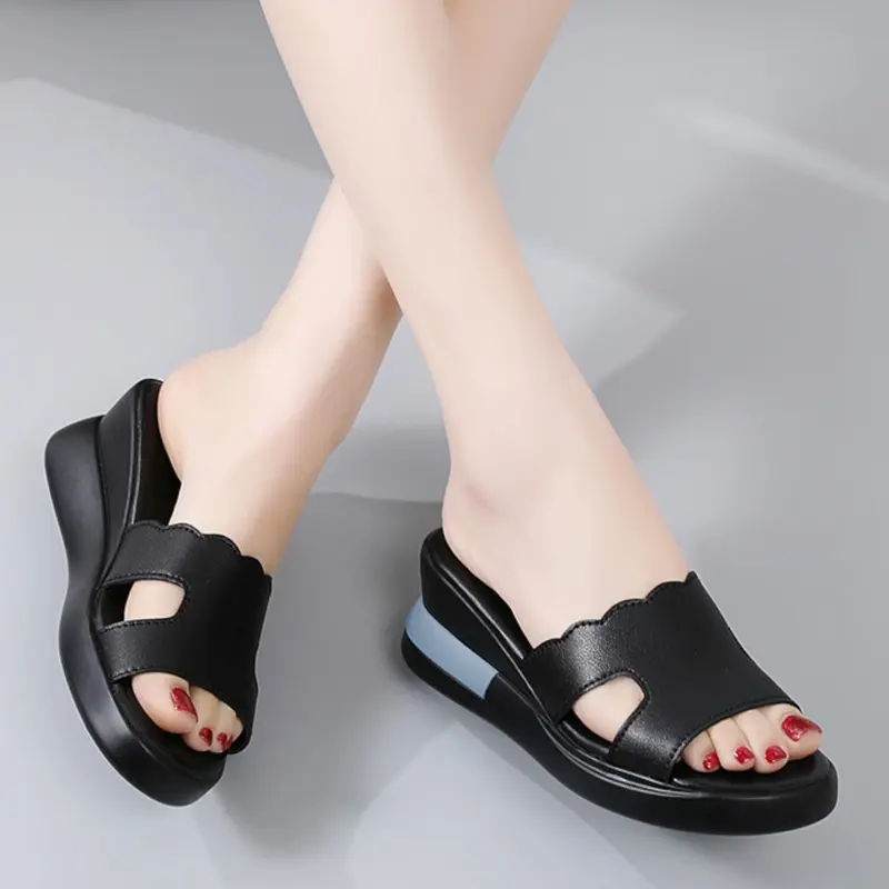 Sandal Wedges Wanita Fashion Kekinian 2024 - Tinggi Hak 5 Cm - Sendal, Cewek 7