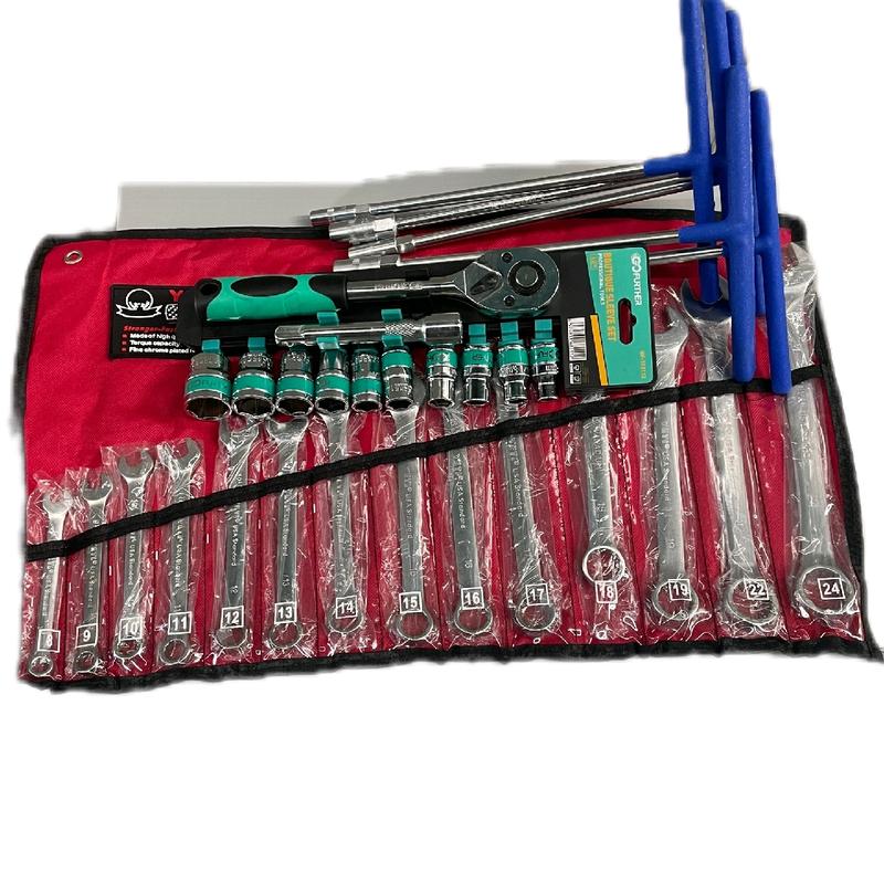 ComBo 3 Món sửa  Chữa có 1 bộ khẩu 12 chi tiết 1/2 GF + 1 bộ cờ lê 8-24 + 1 bộ khoá T 8/10/12/13/14 7