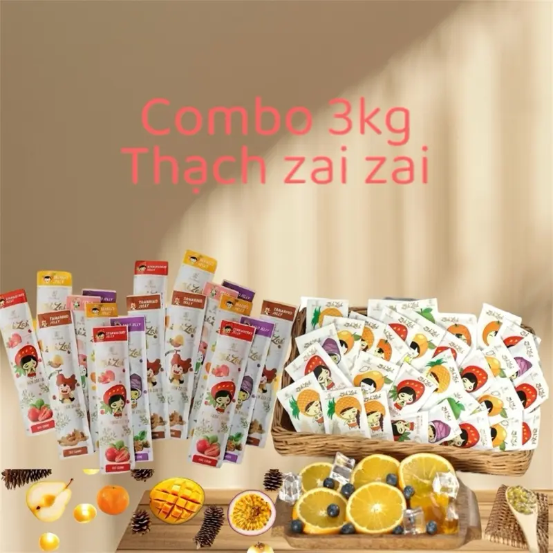 Combo 3kg thạch zai zai Đức Hạnh mix nhiều vị trái cây kẹo tráicây
