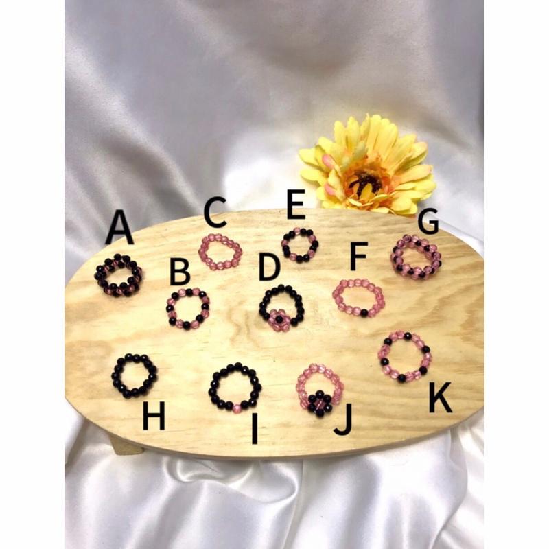 CINCIN MANIK-MANIK GROSIR 100 pcs / CINCIN BLACK PINK / CINCIN BEADS GROSIR / CINCIN HARGA GROSIR 0