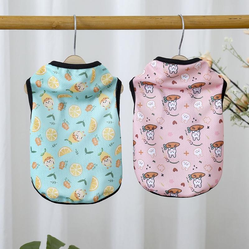 New Cute Pet Dog Clothes Small Medium Dog Comfortable Pet Vest Cartoon Printed Pattern Breathable Dog T-shirt 4