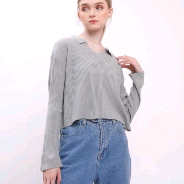 Naomi Atasan rajut polo crop top | outer wanita berkerah 9