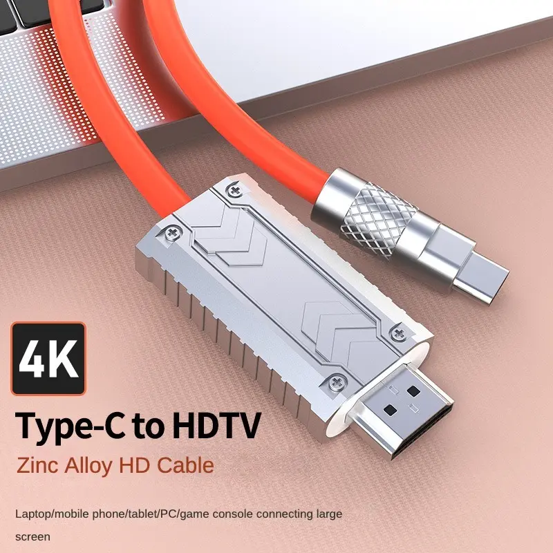 Type-C to HDMI Extend Screen Cable 4K High-definition Video USB-C to HDTV Adapter 1.8m Zinc Alloy Type C to Hdmi Cable for Mobile Phone Tablet Laptop Video Adapter