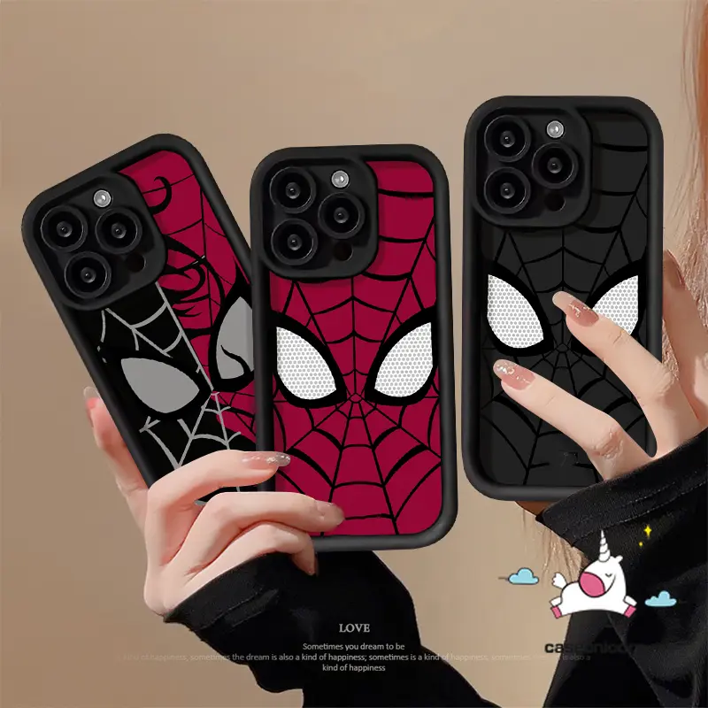 Caseunicorn Angel Eyes Simple Keren Spider-Man Eyes Shockproof Case Untuk Redmi 12C 9 9A 10A 10C A1 A2 9C NFC 11A Redemi Note 12 12s 11 11s 10s 8 9 10 Pro POCO X3 NFC X5 M3 Pro C55 Kartun Pasangan Fashion Brand Case