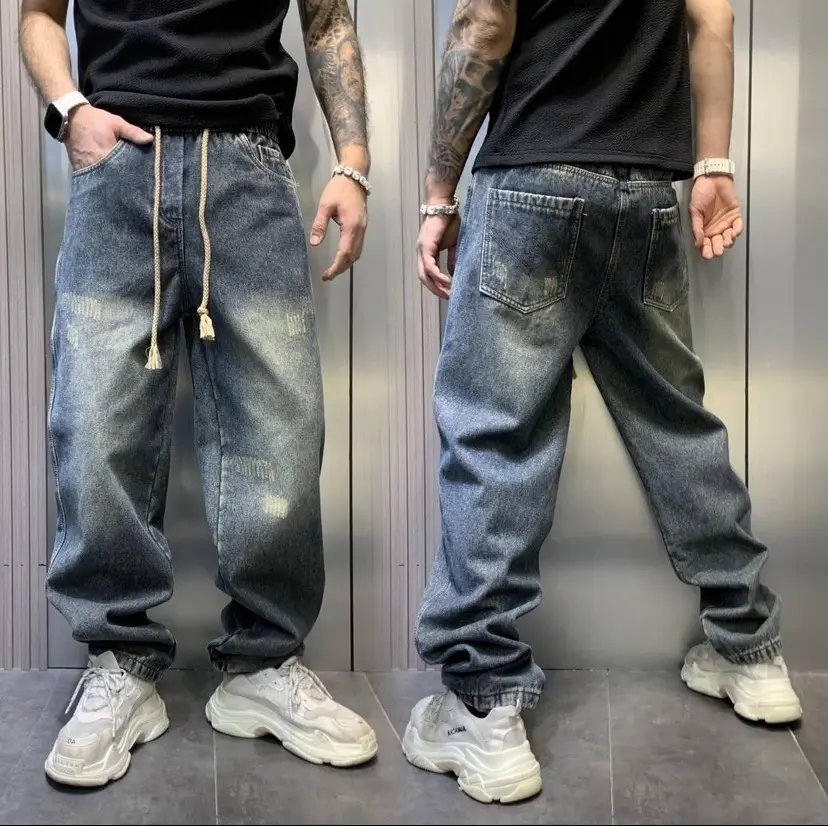 Quần jean nam ống rộng quần bò cạp chun màu wash đẹp che khuyết điểm cực đỉnh