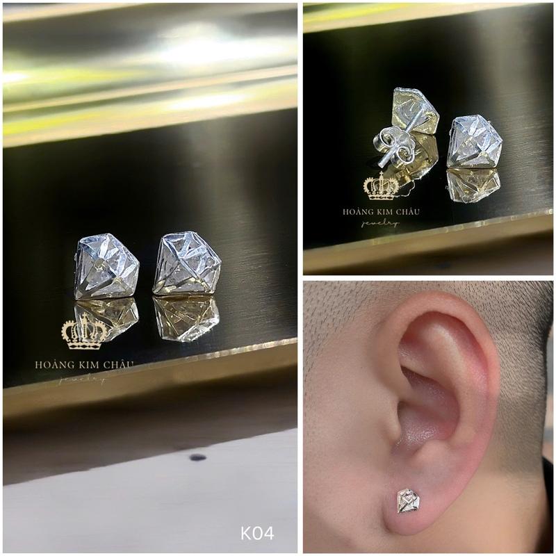Bông tai nụ bạc nam nữ Hoàng Minh Châu Jewelry - bộ sưu tập khuyên tai nam nữ chuẩn bạc cao cấp 3