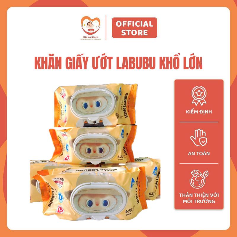 Combo 10 gói Khăn giấy ướt Labubu không mùi (650g / 1gói), khổ giấy lớn và dày đa năng tiện lợi - Hie en Kids 1