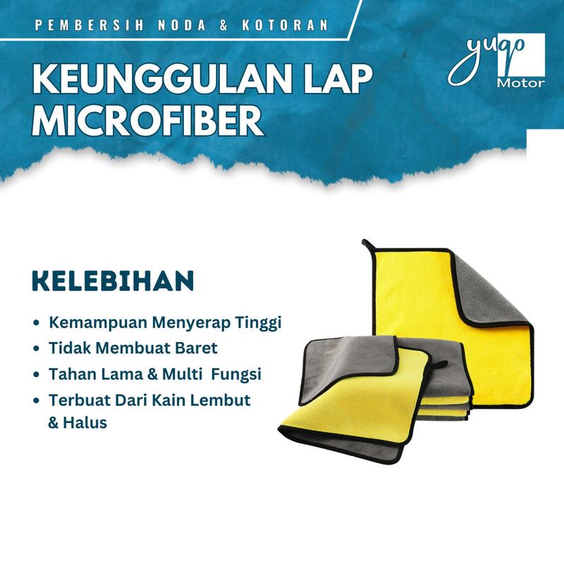 Lap Microfiber Serbaguna Mobil dan Motor 2 Sisi Multifungsi Daya Serap Tinggi Tebal Halus 1