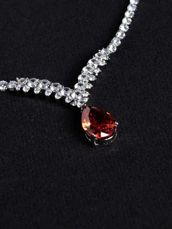 Elegant Artificial Zircon Necklace & Dangle Earrings & Ring & Bracelet, Fashion Jewelry Set for Party, Daily Decor, Trendy All-match & Exquisite Jewelry for Birthday Gift 4