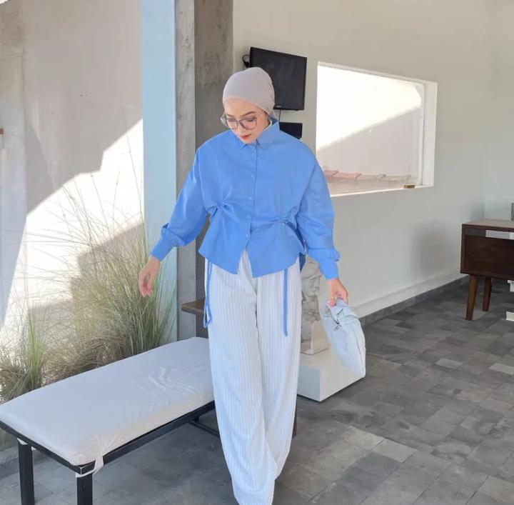 Yuji blouse atau kemeja serut Oversize by jinora Wanita Atasan 0
