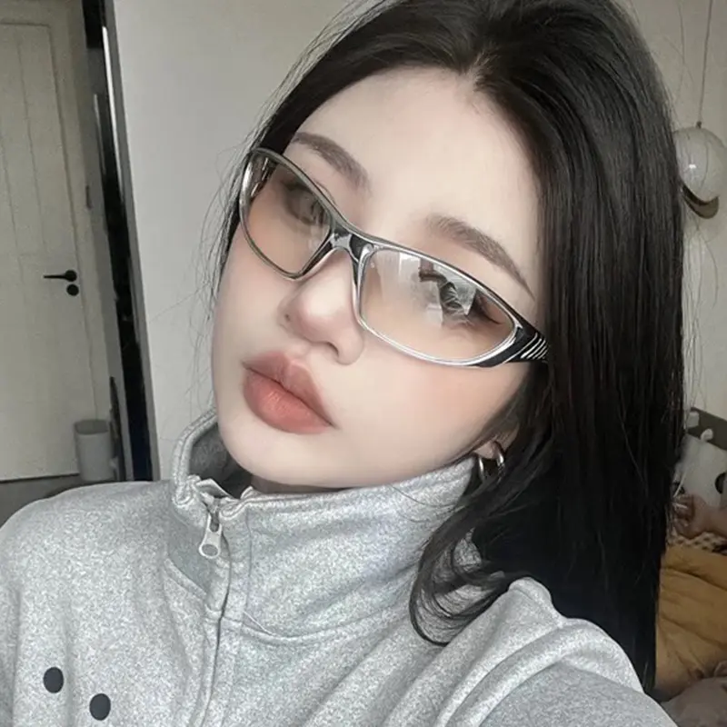 European and American Y2K Silver Sunglasses Outdoor Cycling Goggles Hollow Future Tech Style Hot Girl Internet Celebrity Sunglasses for Women