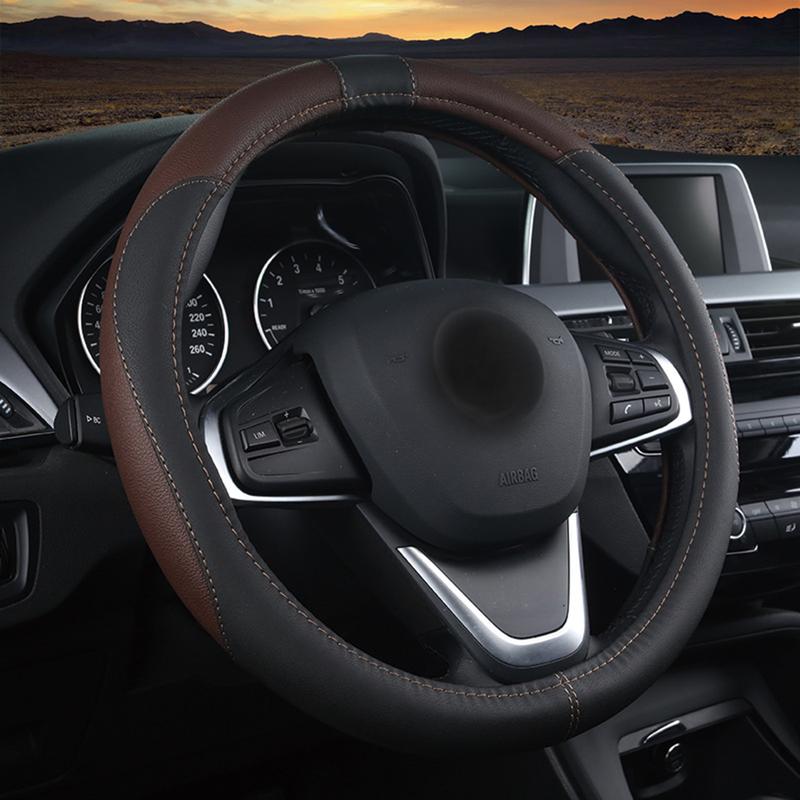 Car Steering Wheel Cover Microfiber Leather Breathable Non-Slip Steering Wheel Cover Pu Leather Universal 37-38 Cm Four Seasons Universal 1