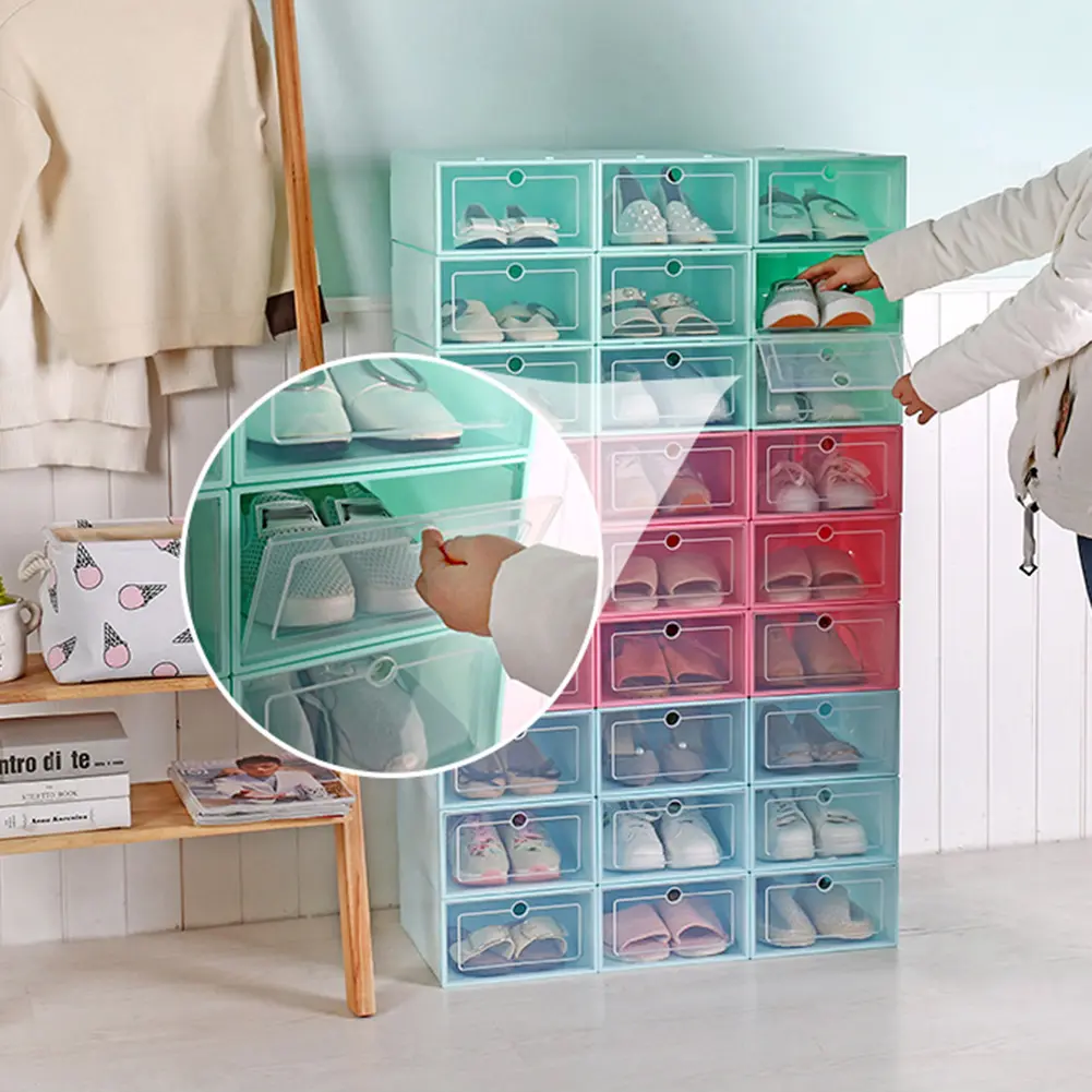 [Ready In Stock] Transparent Shoes Drawer Case Stackable Sundries Storage Box Rack Organizer