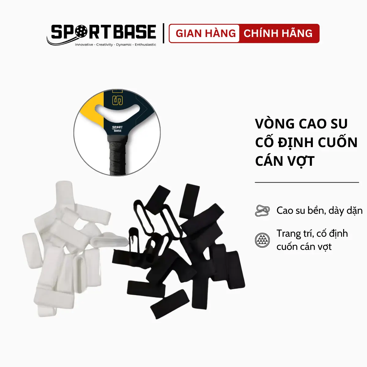 Vòng cao su trang trí, cố định quấn cán vợt pickleball Sportbase